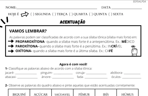 acentuação de palavras paroxítonas